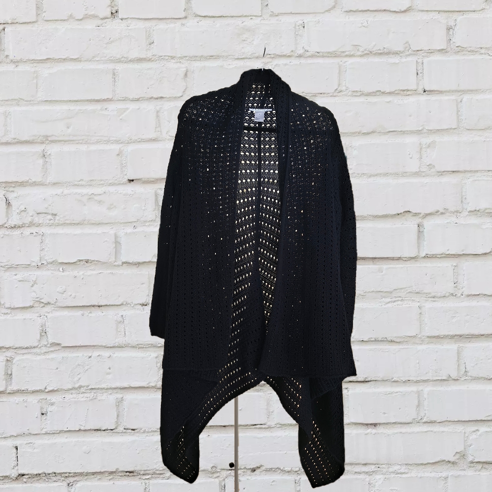K Jordan Elegant Black Crochet Lightweight Sweater